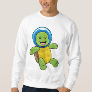 Turtle as Astronaut med Glass boll Lång Ärmad Tröja