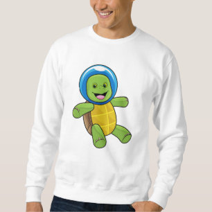 Turtle as Astronaut med Glass boll Lång Ärmad Tröja