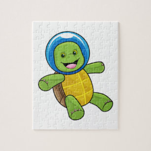 Turtle as Astronaut med Glass boll Pussel