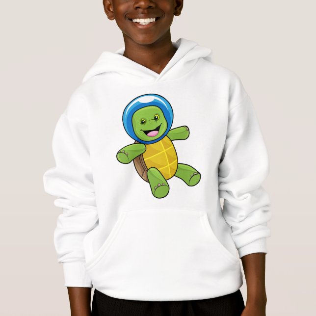 Turtle as Astronaut med Glass boll T Shirt (Framsida)