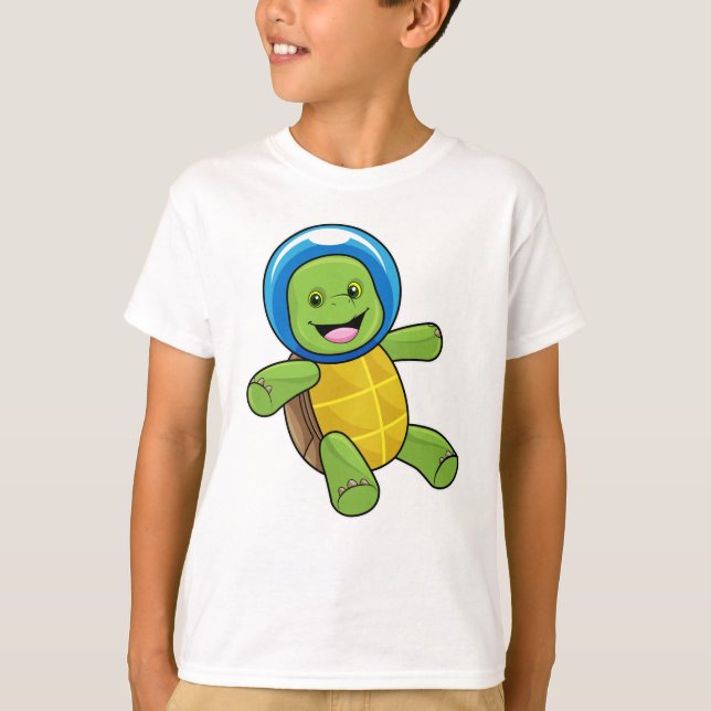 Turtle as Astronaut med Glass boll T Shirt (Framsida)