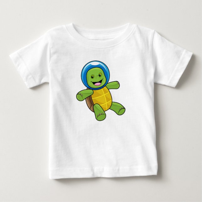 Turtle as Astronaut med Glass boll T Shirt (Framsida)