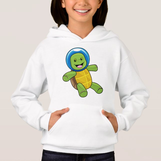 Turtle as Astronaut med Glass boll T Shirt (Framsida)