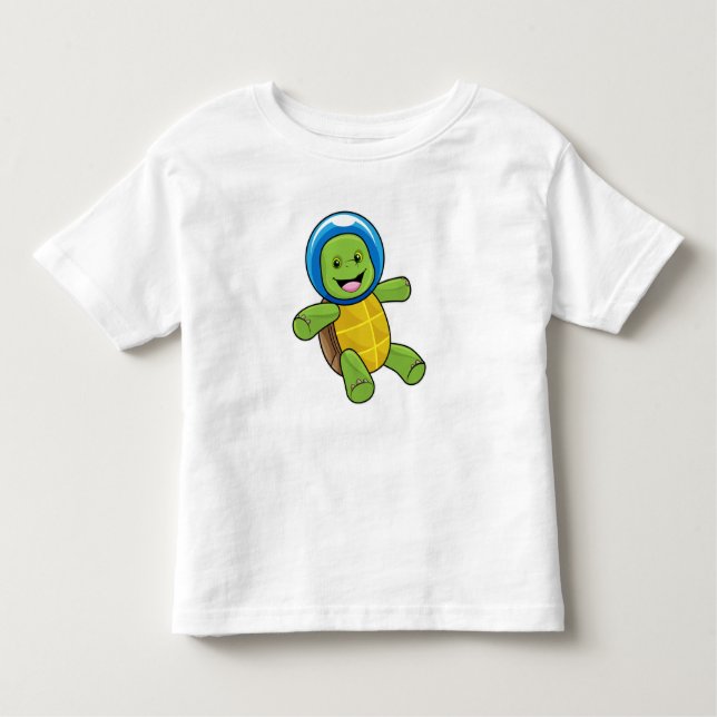Turtle as Astronaut med Glass boll T Shirt (Framsida)