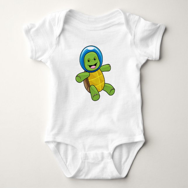 Turtle as Astronaut med Glass boll T Shirt (Framsida)