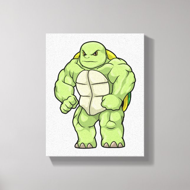 Turtle as Bodybuilder with Six pack Canvastryck (Framsida)