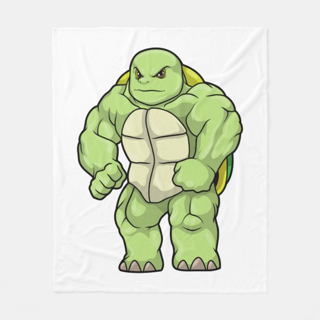 Turtle as Bodybuilder with Six pack Fleecefilt (Framsidan)