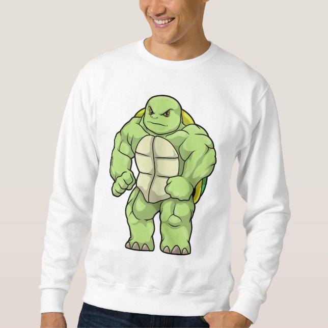 Turtle as Bodybuilding der with Six pack Lång Ärmad Tröja (Framsida)