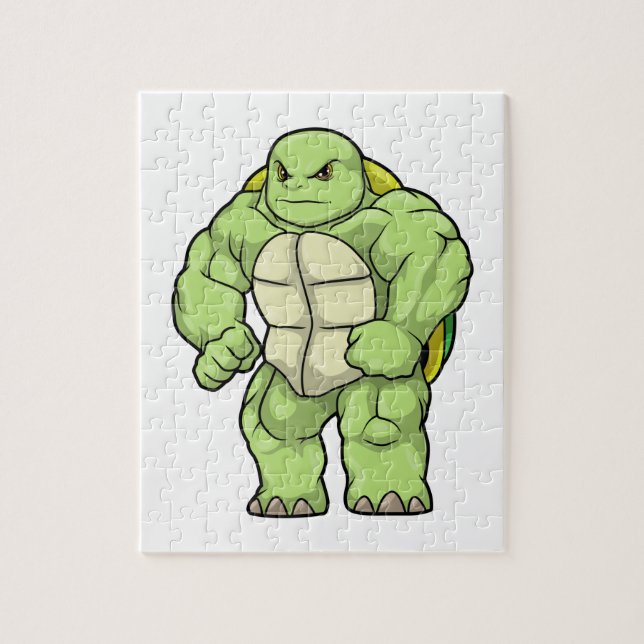 Turtle as Bodybuilding der with Six pack Pussel (Vertikal)