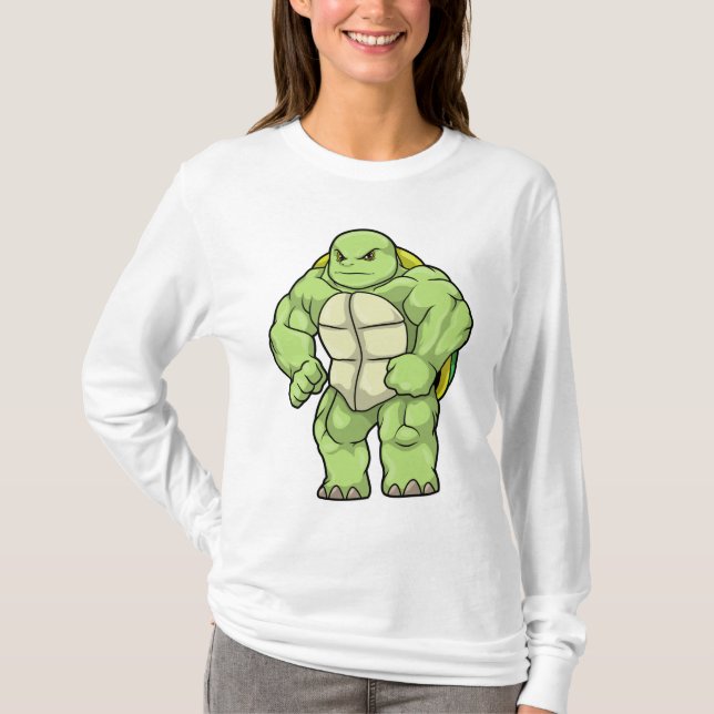 Turtle as Bodybuilding der with Six pack T Shirt (Framsida)