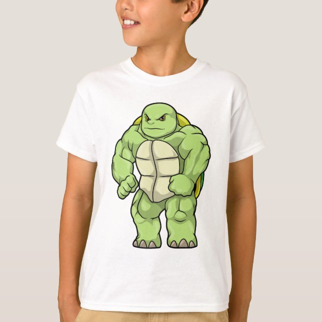 Turtle as Bodybuilding der with Six pack T Shirt (Framsida)