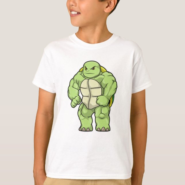 Turtle as Bodybuilding der with Six pack T Shirt (Framsida)