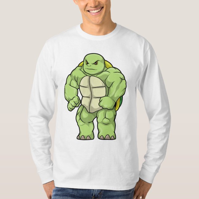 Turtle as Bodybuilding der with Six pack T Shirt (Framsida)
