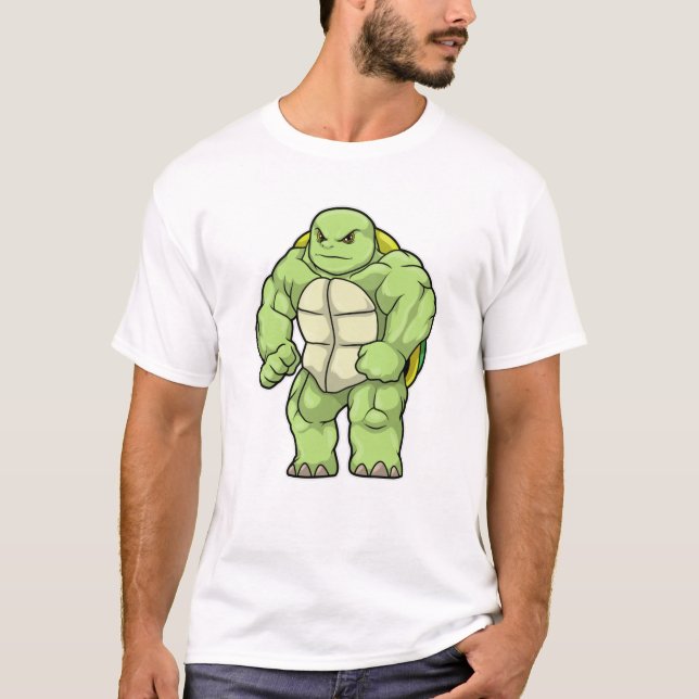 Turtle as Bodybuilding der with Six pack T Shirt (Framsida)