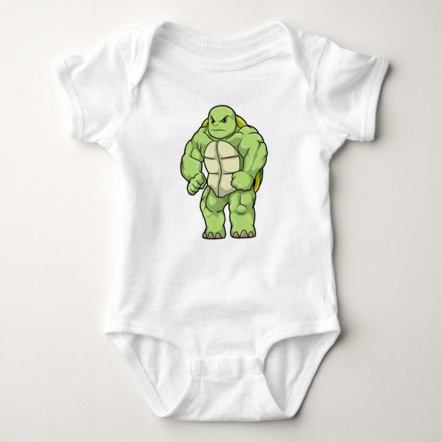 Turtle as Bodybuilding der with Six pack T Shirt (Framsida)