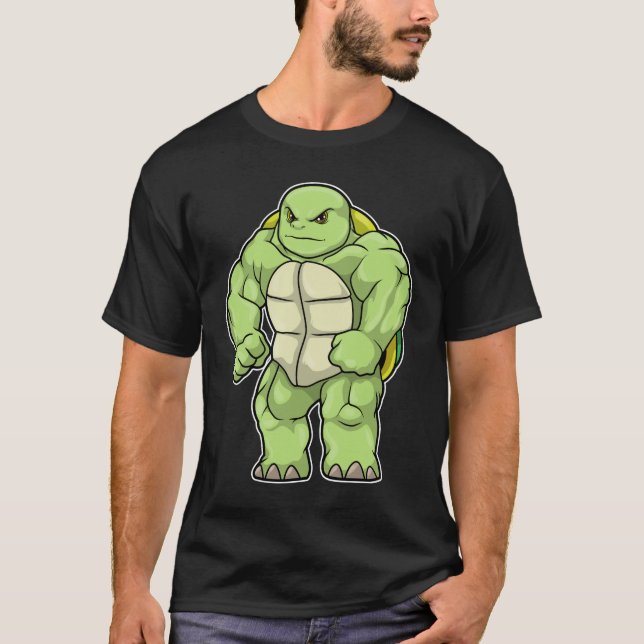 Turtle as Bodybuilding der with Six pack T Shirt (Framsida)