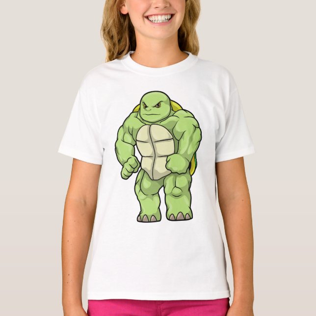 Turtle as Bodybuilding der with Six pack T Shirt (Framsida)