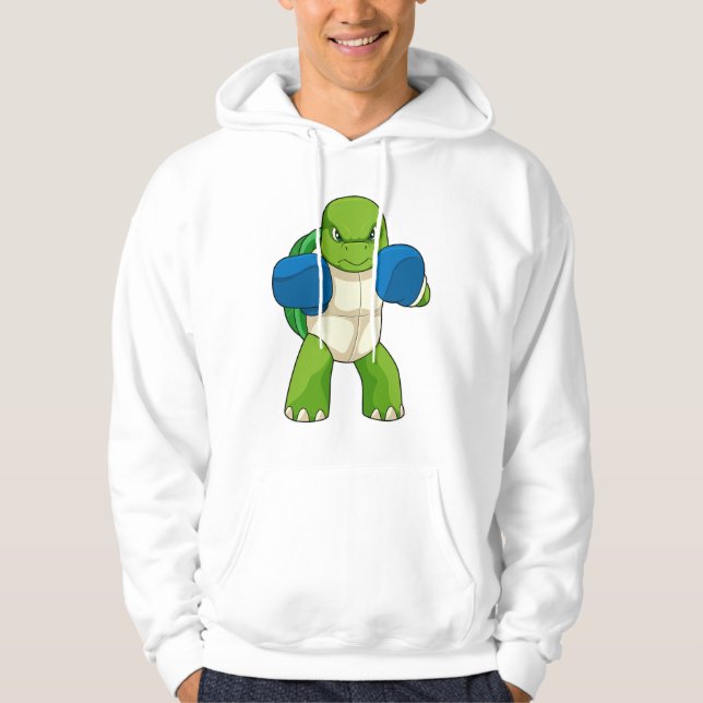 Turtle as Boxer with Boxing handskar Hoodie (Framsida)