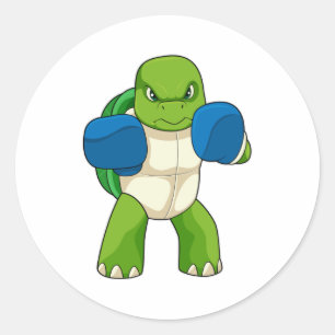 Turtle as Boxer with Boxing handskar Runt Klistermärke