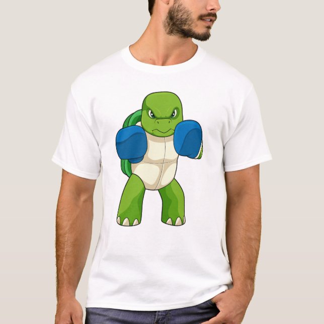 Turtle as Boxer with Boxing handskar T Shirt (Framsida)