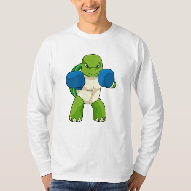 Turtle as Boxer with Boxing handskar T Shirt (Framsida)