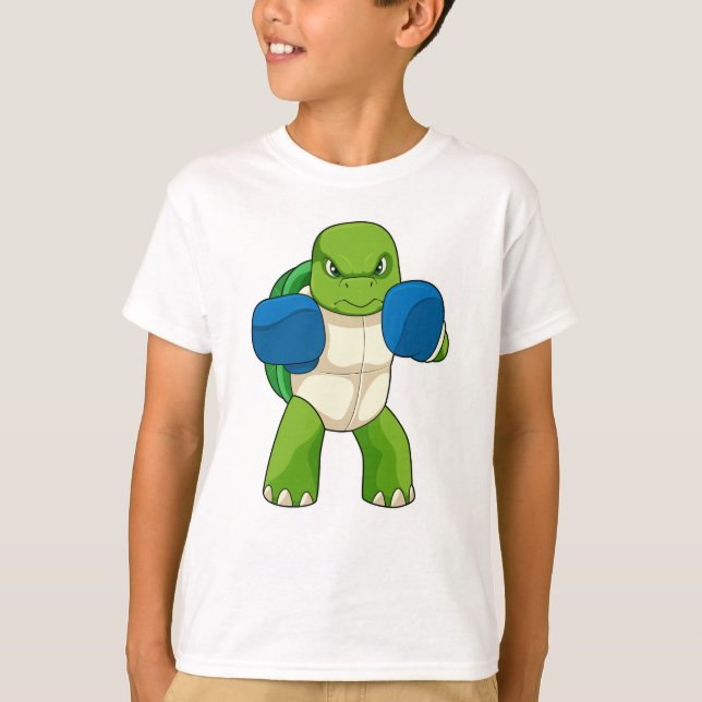 Turtle as Boxer with Boxing handskar T Shirt (Framsida)