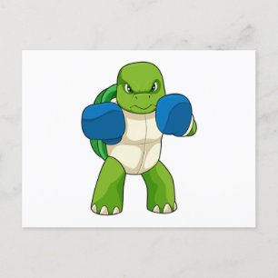 Turtle as Boxer with Boxing handskar Vykort