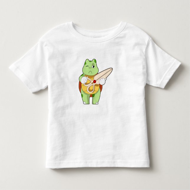 Turtle as Hairdresser with Scissors T Shirt (Framsida)