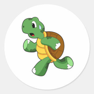 Turtle as Joggare at Running Runt Klistermärke