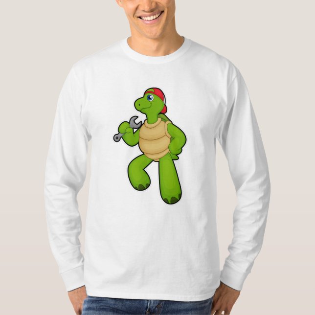 Turtle as Mechanic with Wrench & Cap T Shirt (Framsida)