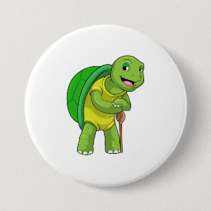 Turtle as Pensione with Walking stick stick Knapp
