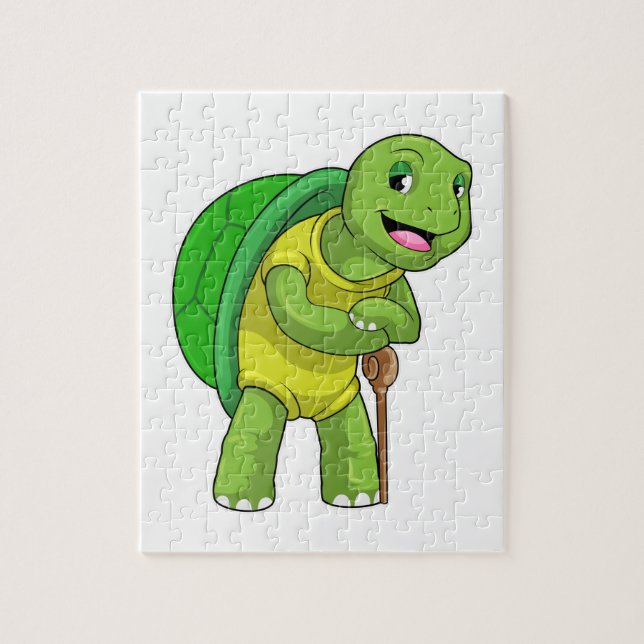 Turtle as Pensione with Walking stick stick Pussel (Vertikal)