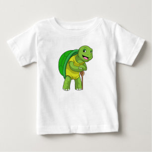 Turtle as Pensione with Walking stick stick T Shirt