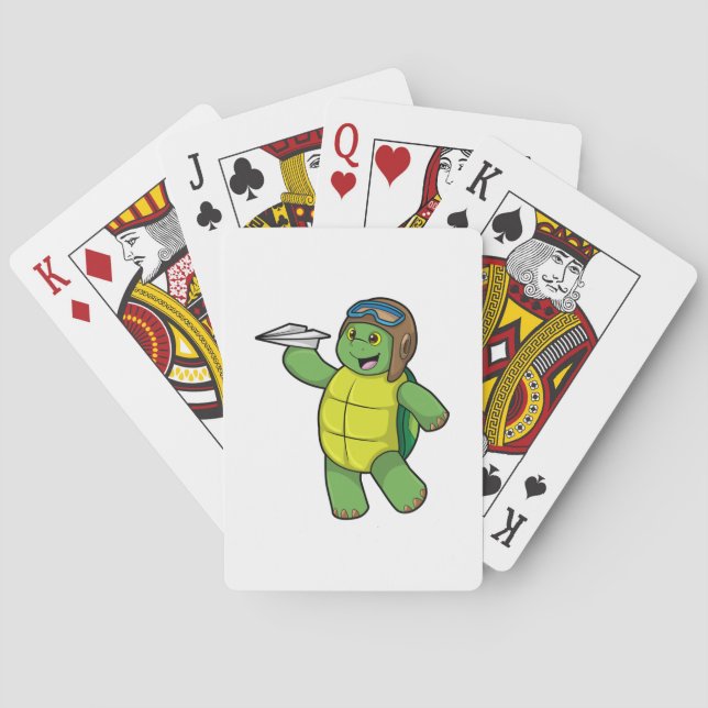Turtle as Pilot med Pappra flygplan Casinokort (Baksidan)