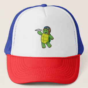 Turtle as Pilot med Pappra flygplan Keps