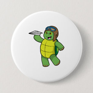 Turtle as Pilot med Pappra flygplan Knapp