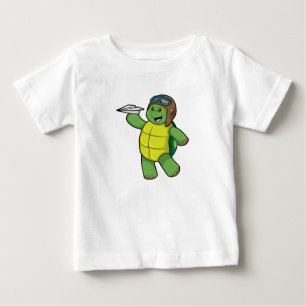 Turtle as Pilot med Pappra flygplan T Shirt
