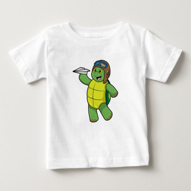 Turtle as Pilot med Pappra flygplan T Shirt (Framsida)