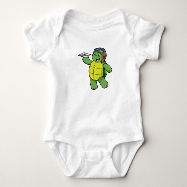Turtle as Pilot med Pappra flygplan T Shirt (Framsida)