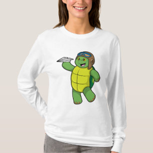 Turtle as Pilot med Pappra flygplan T Shirt