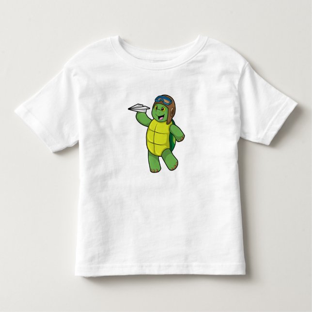 Turtle as Pilot med Pappra flygplan T Shirt (Framsida)