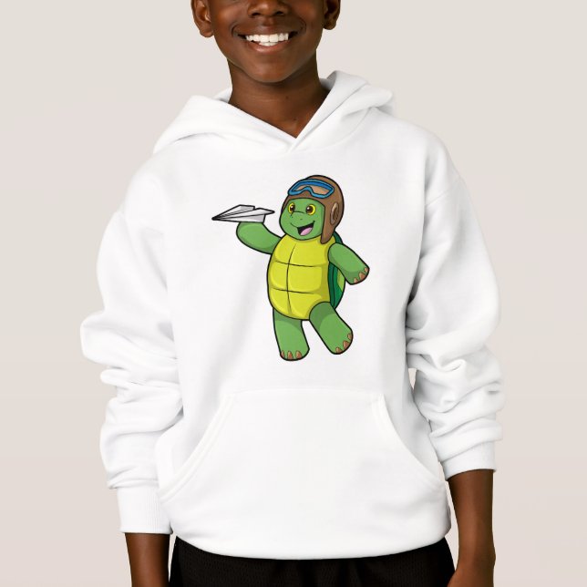 Turtle as Pilot med Pappra flygplan T Shirt (Framsida)