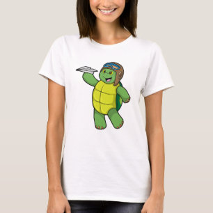 Turtle as Pilot med Pappra flygplan T Shirt