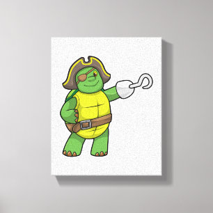 Turtle as Pirat med Hooking hand & Öga patch Canvastryck