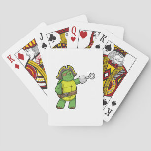 Turtle as Pirat med Hooking hand & Öga patch Casinokort