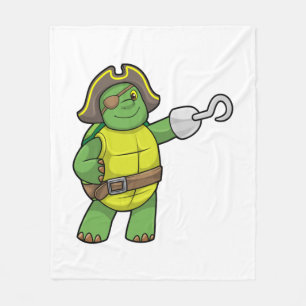 Turtle as Pirat med Hooking hand & Öga patch Fleecefilt