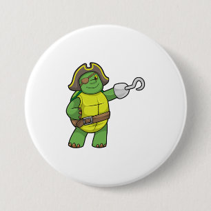 Turtle as Pirat med Hooking hand & Öga patch Knapp