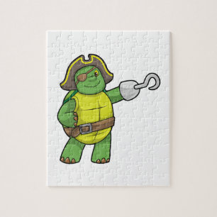 Turtle as Pirat med Hooking hand & Öga patch Pussel