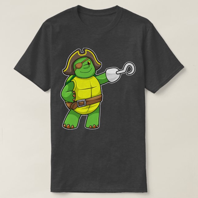 Turtle as Pirat with Hooking hand Öga patch T Shirt (Design framsida)
