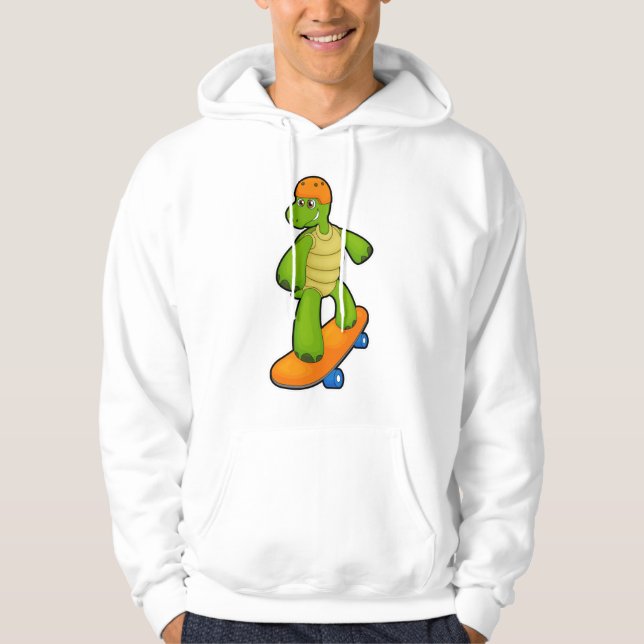 Turtle as Skateboarder with Skateboard & Helmet Hoodie (Framsida)